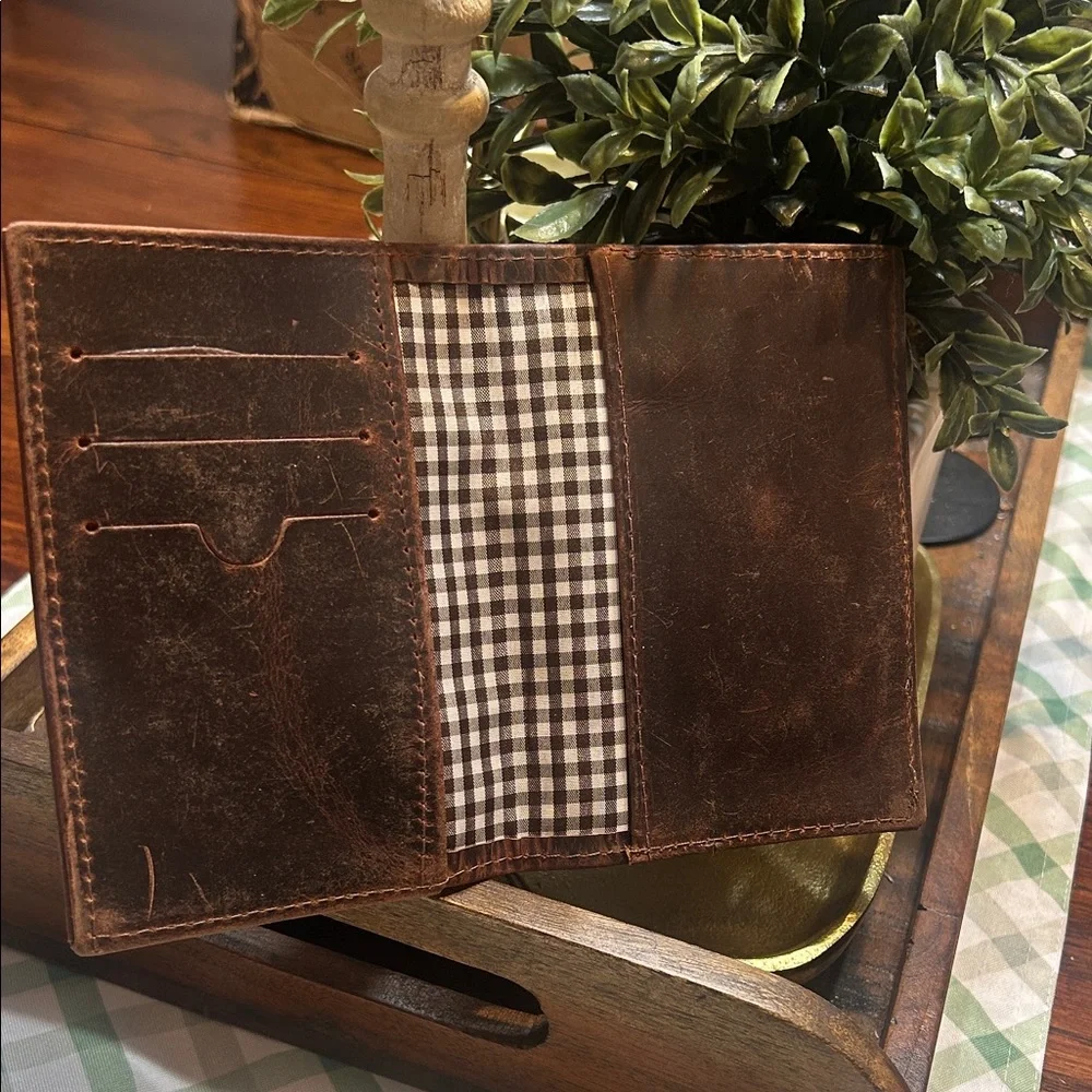 Personalized “CPB” Brown Leather Passport Travel Wallet